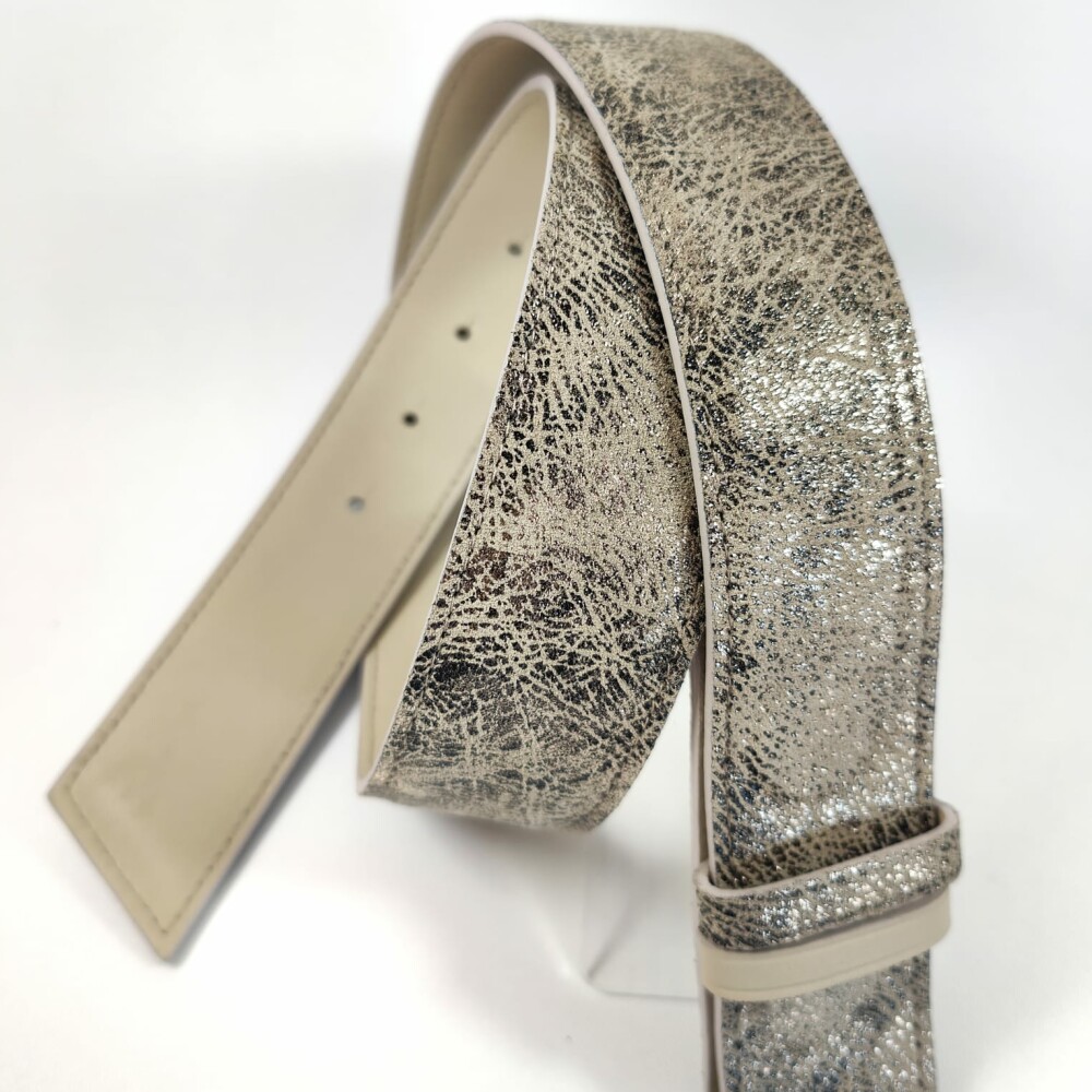 Ceinture reversible femme Ivoire / ivoire irisé